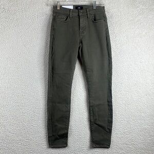 NWT 7 For All Mankind Womens Olive Green Ankle Skinny Jeans 5-Pocket Size 25
